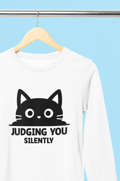 Judging You Silently Big Mood Cat Long Sleeve Tee