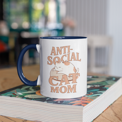 Anti-Social Cat Mom 11oz Ceramic Two Tone Mug