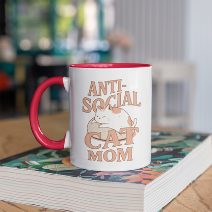 Anti-Social Cat Mom 11oz Ceramic Two Tone Mug