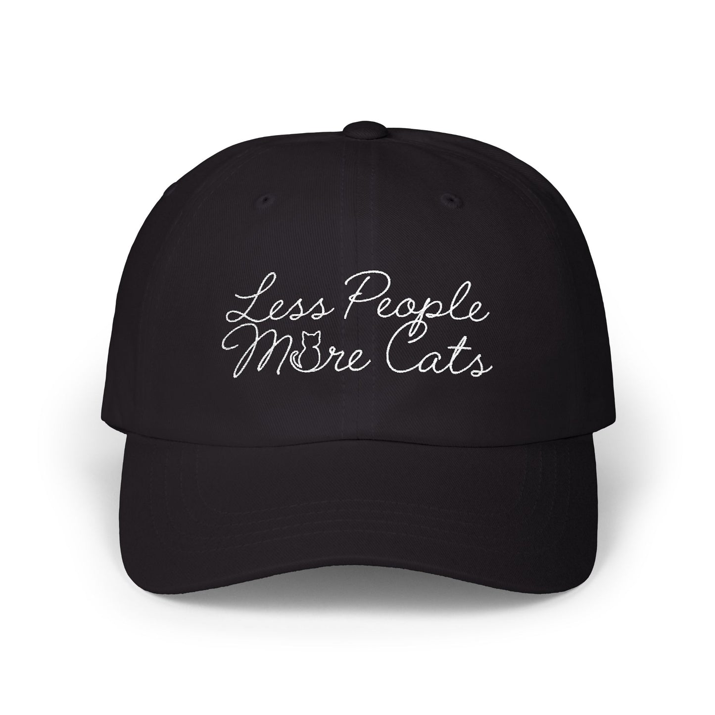 Less People More Cats Embroidered Hat - Cat Lover Cap