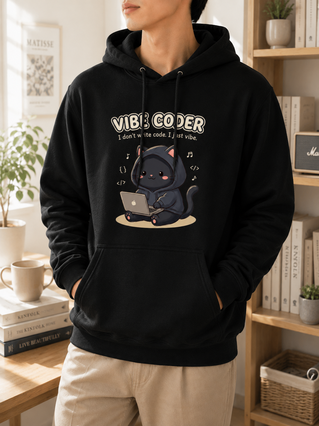 Vibe Coder Cat Hoodie - Funny Coding Cat Hoodie for Programmers