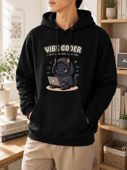 Vibe Coder Cat Hoodie - Funny Coding Cat Hoodie for Programmers