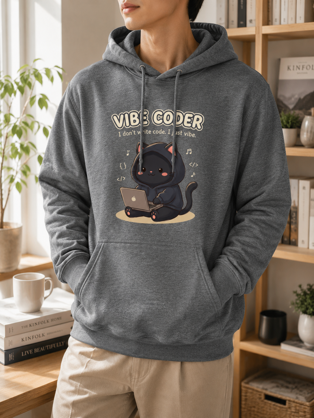 Vibe Coder Cat Hoodie - Funny Coding Cat Hoodie for Programmers