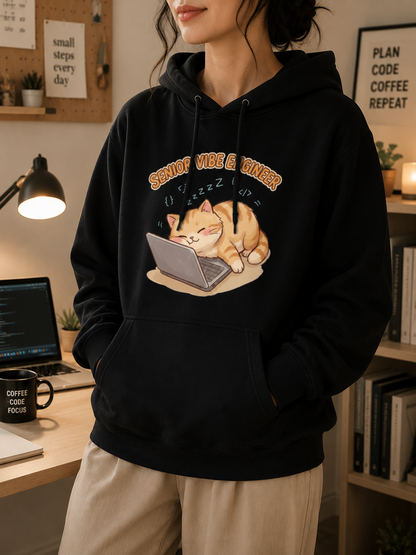Senior Vibe Engineer Cat Hoodie - Funny Software Engineer Hoodie