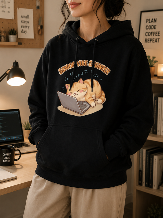 Senior Vibe Engineer Cat Hoodie - Funny Software Engineer Hoodie