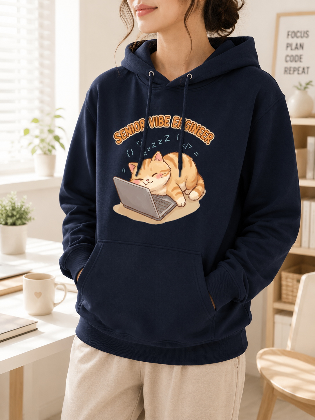 Senior Vibe Engineer Cat Hoodie - Funny Software Engineer Hoodie