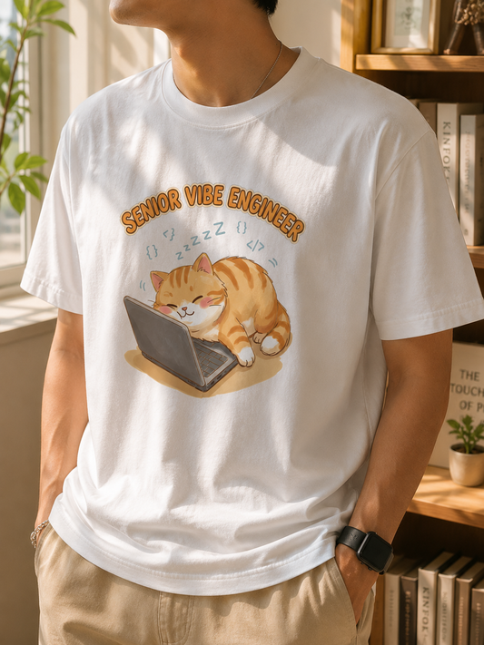 Senior Vibe Engineer Cat T-Shirt - Funny Software Engineer Shirt