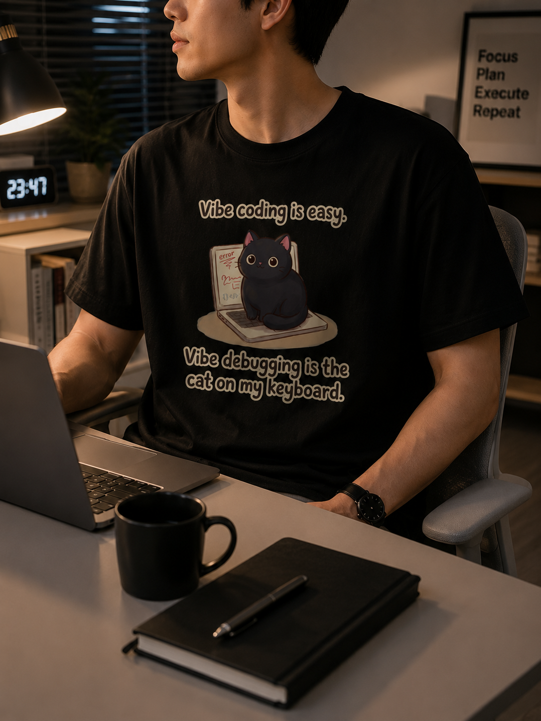 Vibe Debugging Cat T-Shirt - Funny Programmer Cat Shirt
