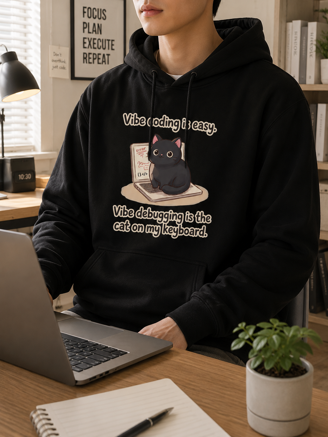 Vibe Debugging Cat Hoodie - Funny Programmer Cat Hoodie
