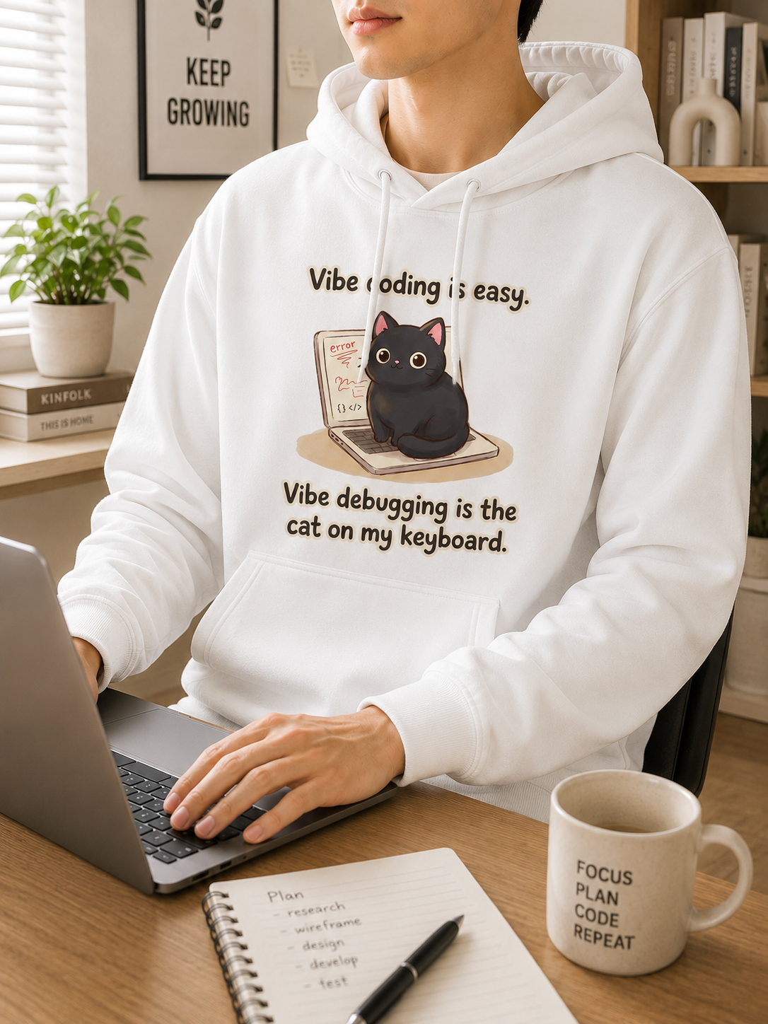 Vibe Debugging Cat Hoodie - Funny Programmer Cat Hoodie
