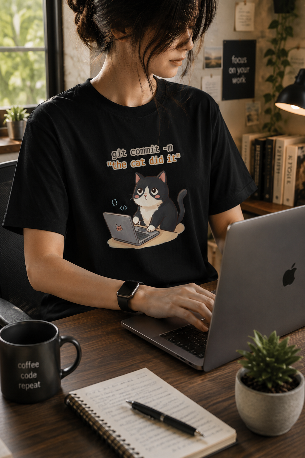 The Cat Did It Git Commit T-Shirt - Funny Programmer Shirt