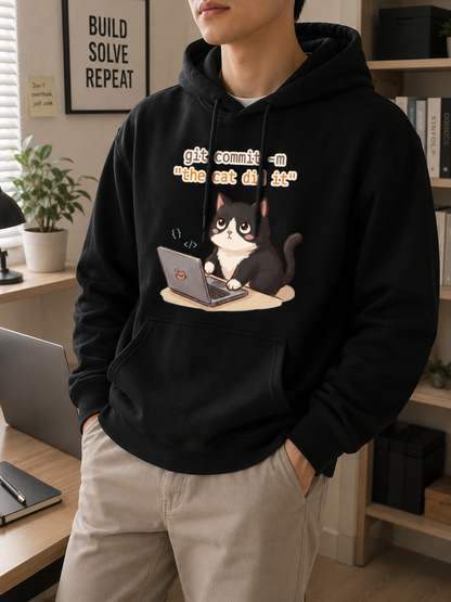 The Cat Did It Git Commit Hoodie - Funny Programmer Hoodie