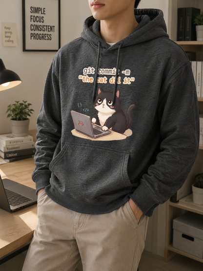The Cat Did It Git Commit Hoodie - Funny Programmer Hoodie