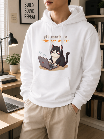 The Cat Did It Git Commit Hoodie - Funny Programmer Hoodie