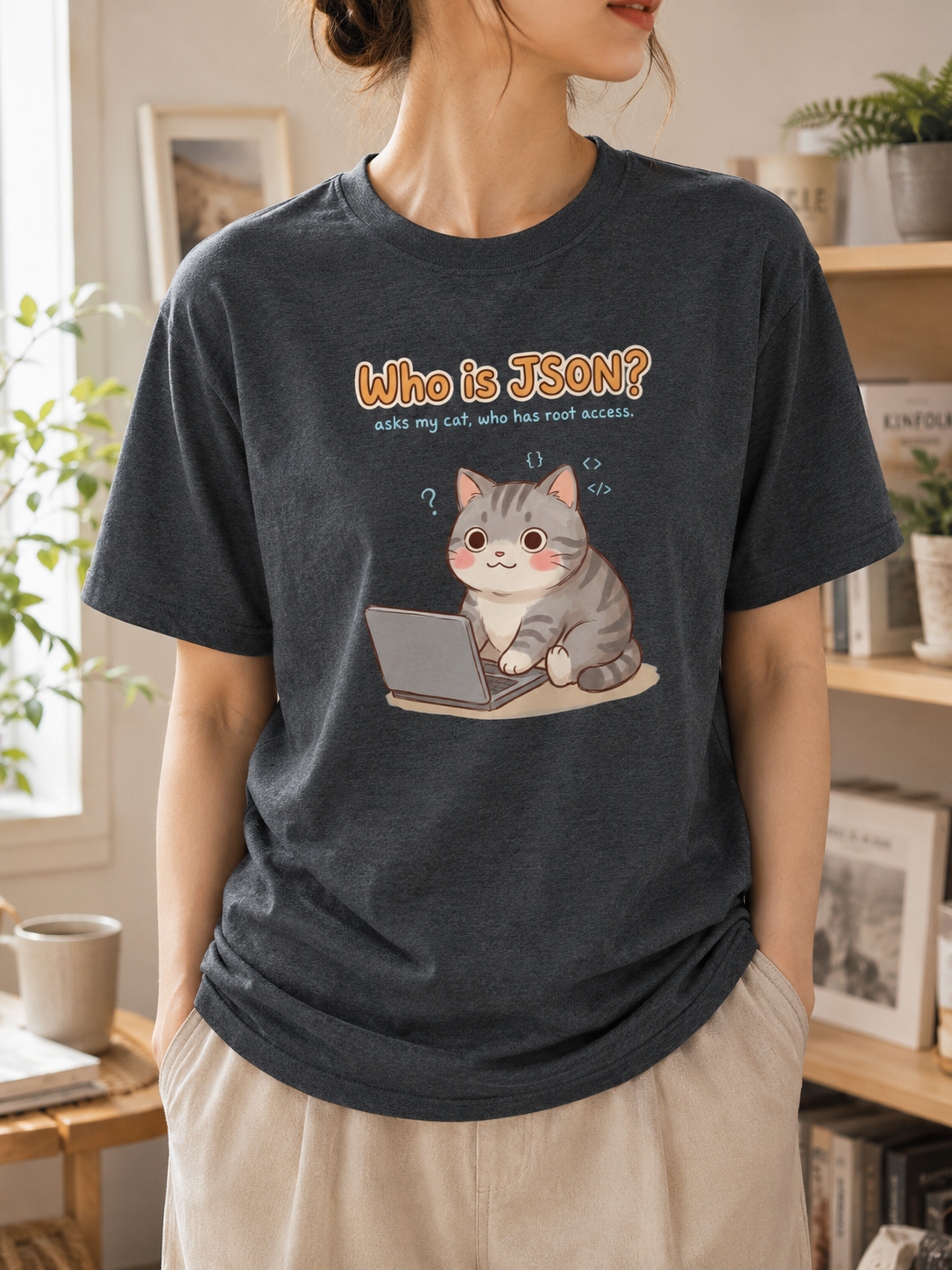 Who Is JSON Cat T-Shirt - Funny Vibe Coding Meme Shirt