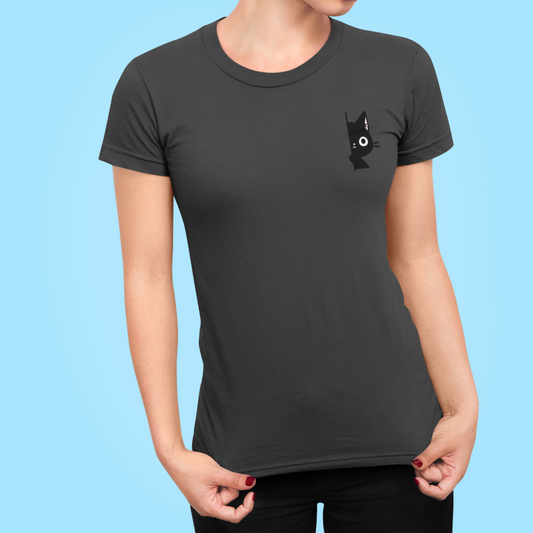 Peekaboo Black Cat Women's Slim Fit Tee