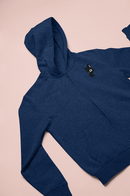 Peekaboo Black Cat Zip Hoodie