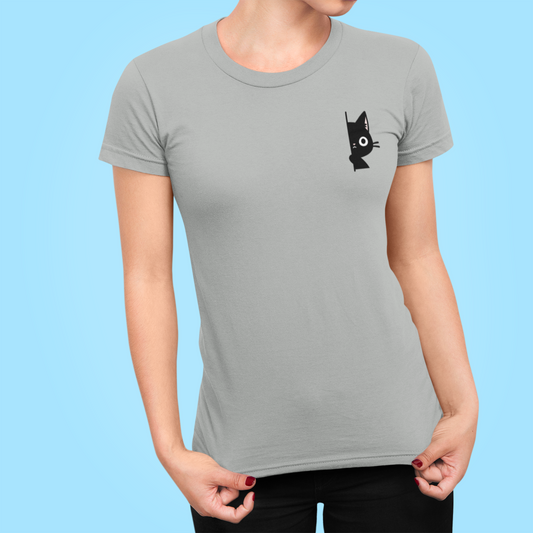 Peekaboo Black Cat Women's Slim Fit Tee