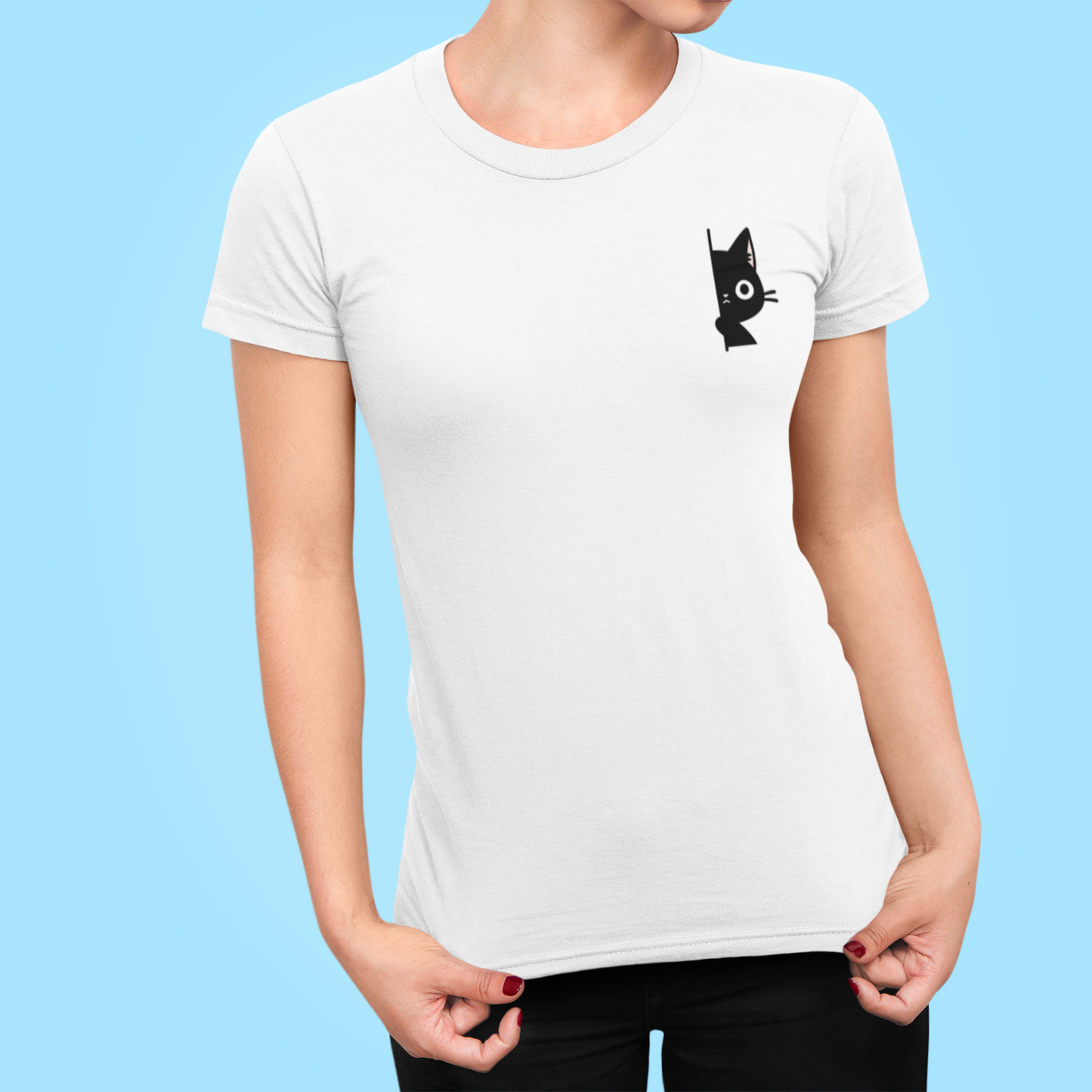 Peekaboo Black Cat Women's Slim Fit Tee