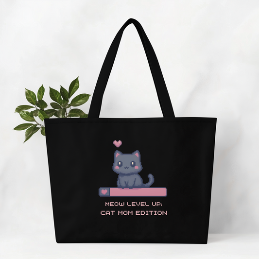 Meow Level Up: Cat Mom Edition jumbo tote ba