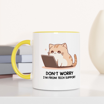 Tech Support Kitty  11oz Ceramic Two Tone Mug