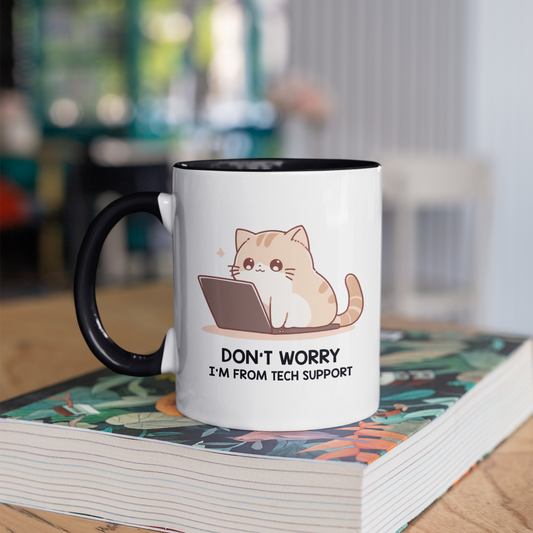 Tech Support Kitty  11oz Ceramic Two Tone Mug
