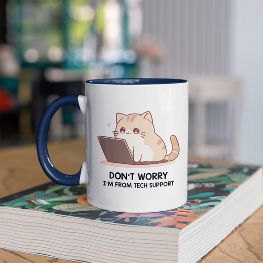 Tech Support Kitty  11oz Ceramic Two Tone Mug