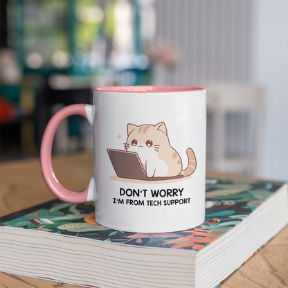 Tech Support Kitty  11oz Ceramic Two Tone Mug
