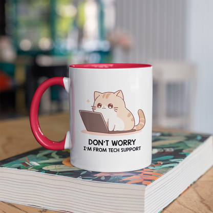 Tech Support Kitty  11oz Ceramic Two Tone Mug