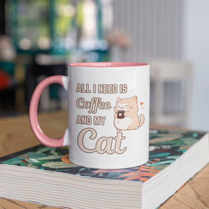 All I Need Is Coffee and My Cat 11oz Ceramic Two Tone Mug