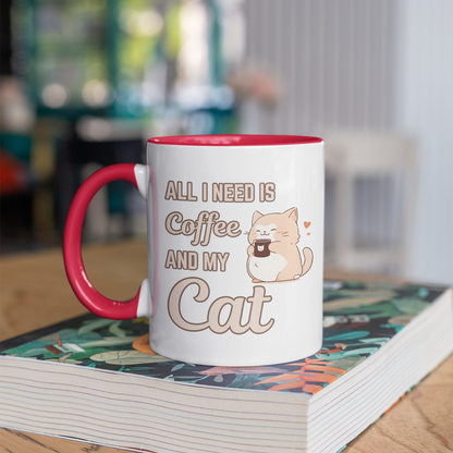 All I Need Is Coffee and My Cat 11oz Ceramic Two Tone Mug