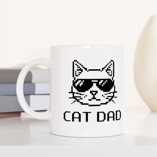 Pixel Cat Dad Coffee Mug