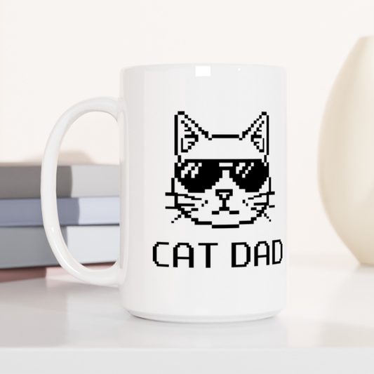 Pixel Cat Dad Coffee Mug