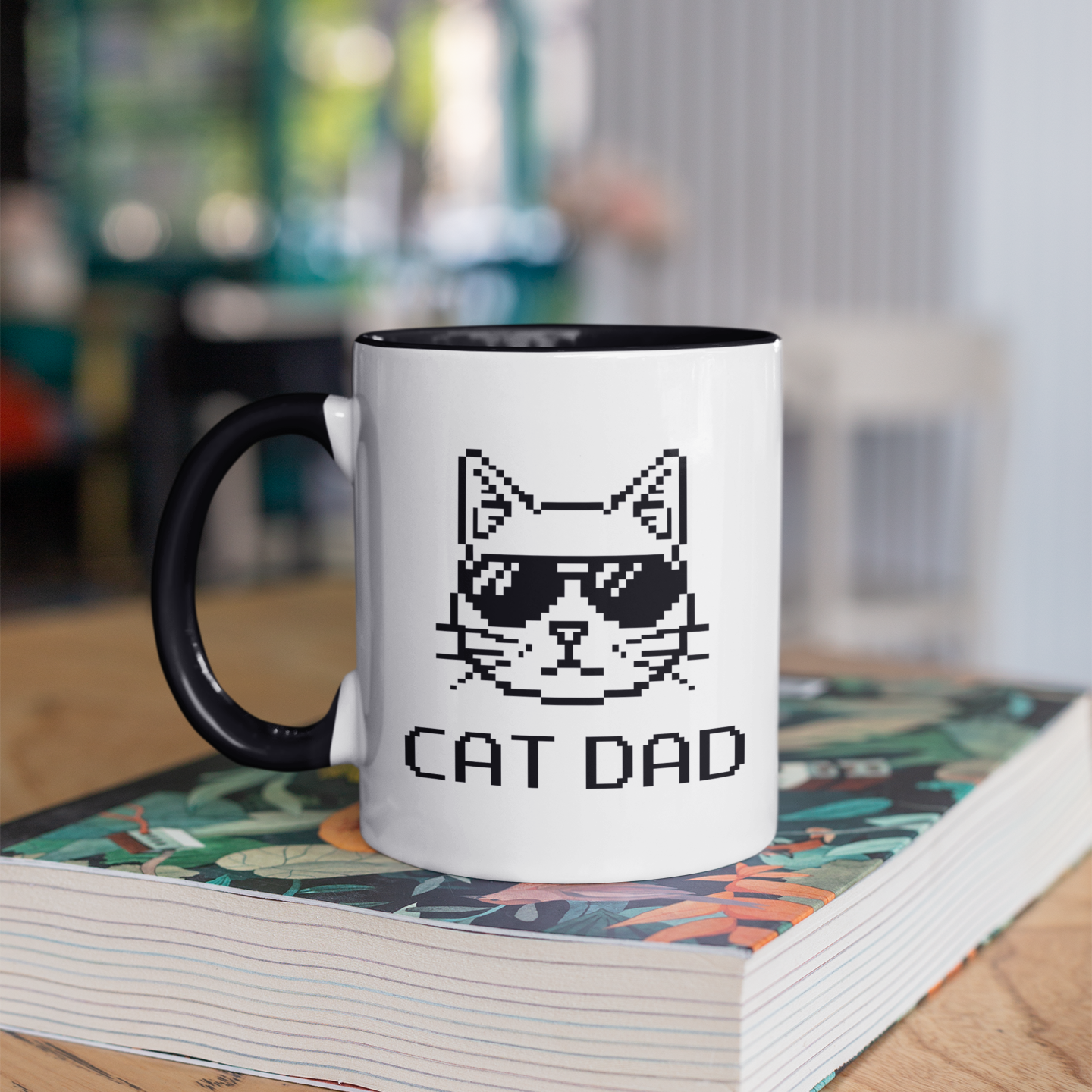 Pixel Cat Dad 11oz Ceramic Two Tone Mug