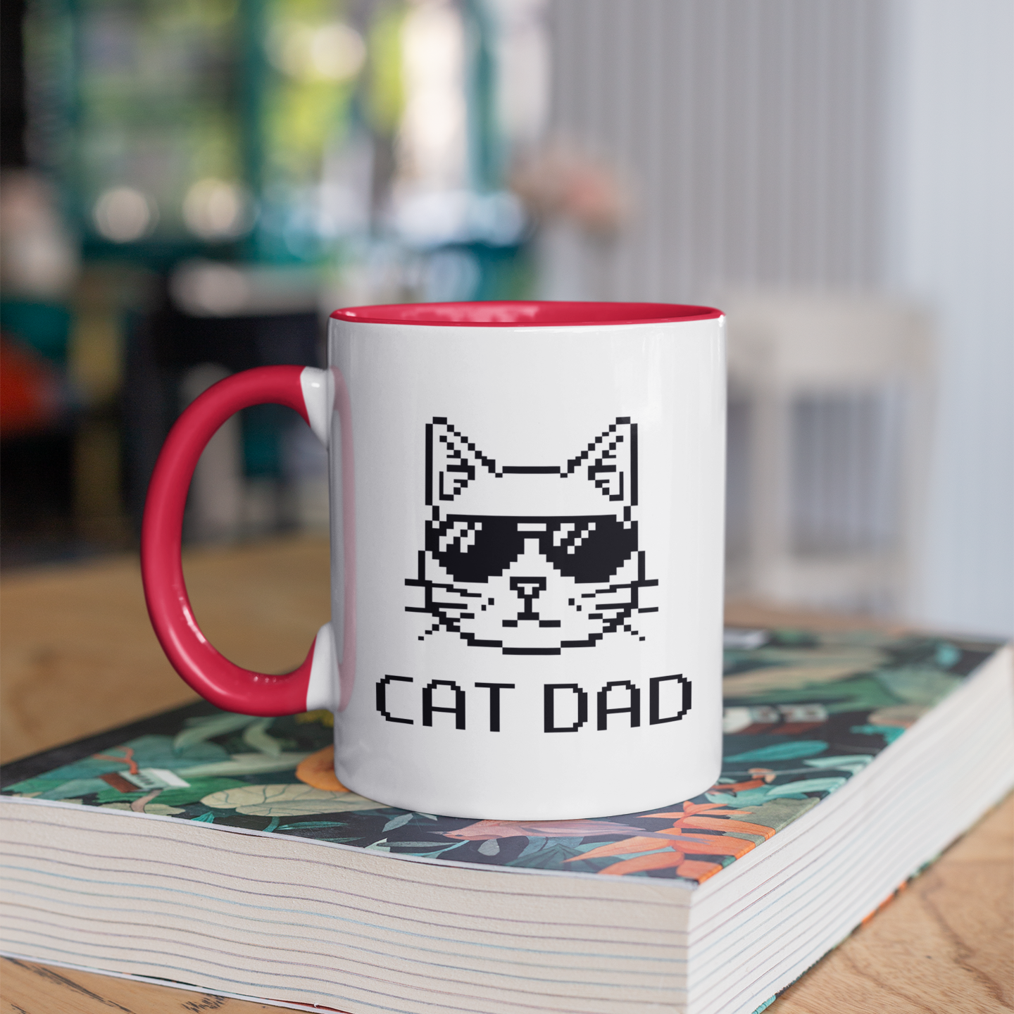 Pixel Cat Dad 11oz Ceramic Two Tone Mug