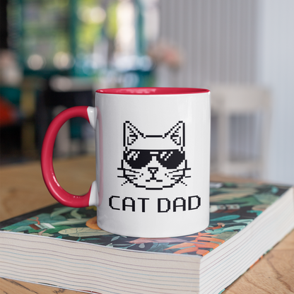 Pixel Cat Dad 11oz Ceramic Two Tone Mug