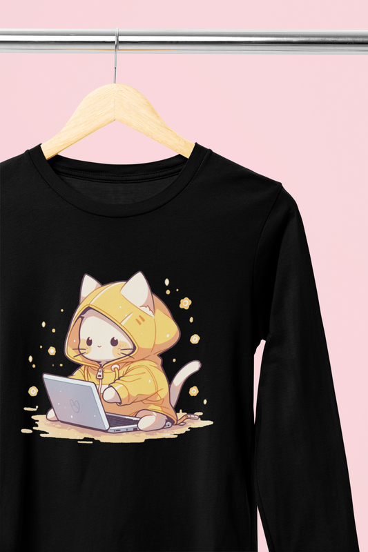 Kawaii Kitty Coder Long Sleeve Tee