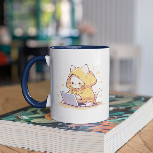 Kawaii Kitty Coder 11oz Ceramic Two-Tone Mug