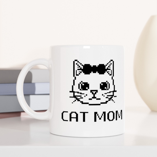 Pixel Cat Mom Coffee Mug