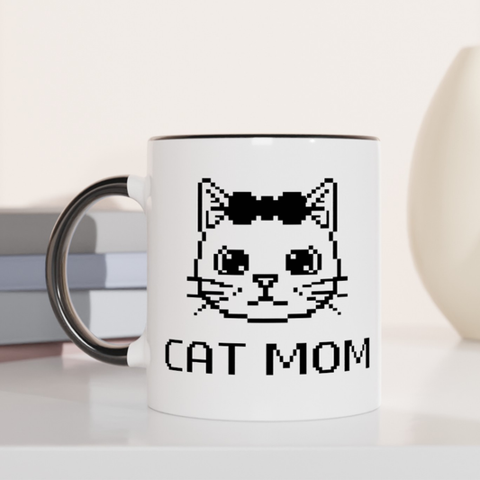 Pixel Cat Mom 11oz Ceramic Two Tone Mug