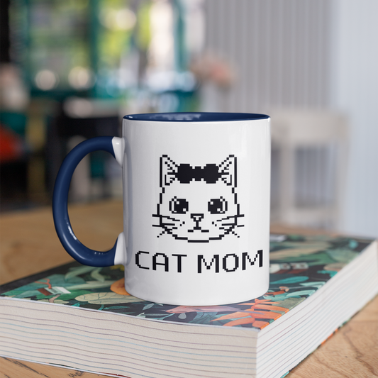 Pixel Cat Mom 11oz Ceramic Two Tone Mug
