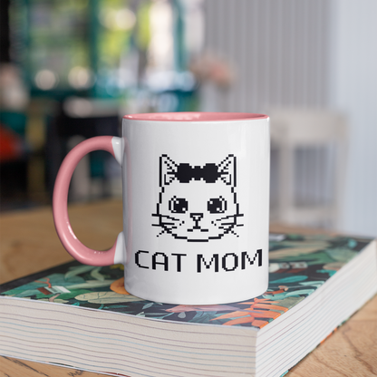 Pixel Cat Mom 11oz Ceramic Two Tone Mug