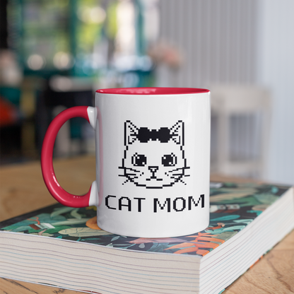 Pixel Cat Mom 11oz Ceramic Two Tone Mug
