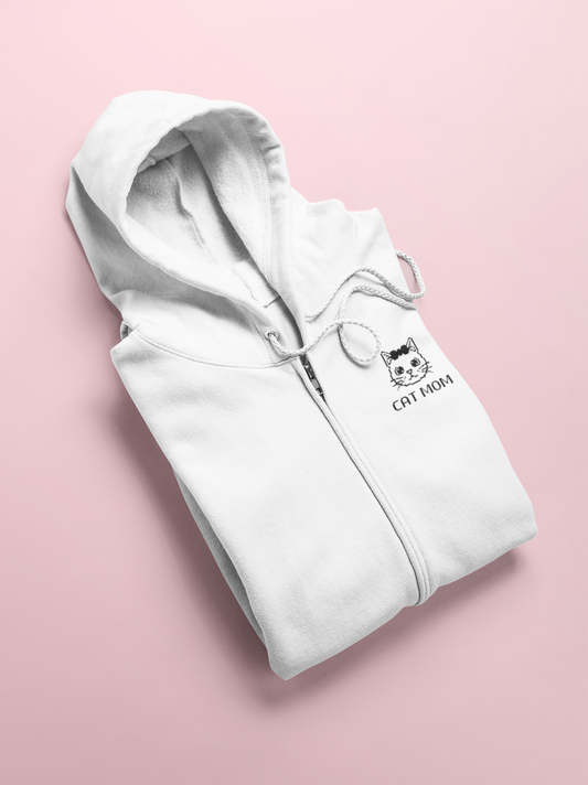 Pixel Cat Mom Zip Hoodie