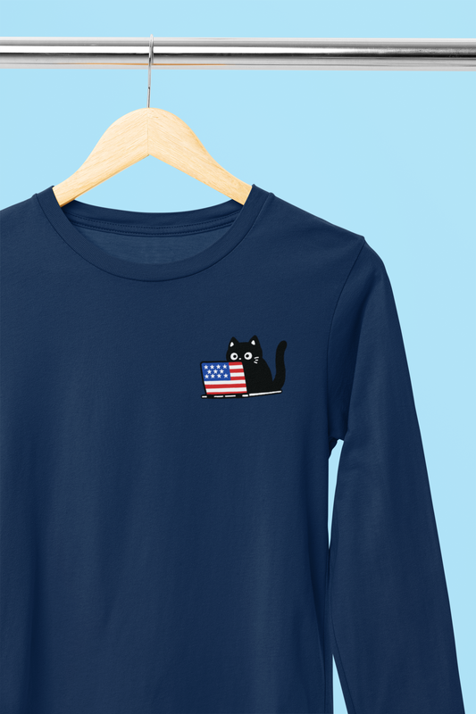 The Patriotic Coding Cat Long Sleeve Tee
