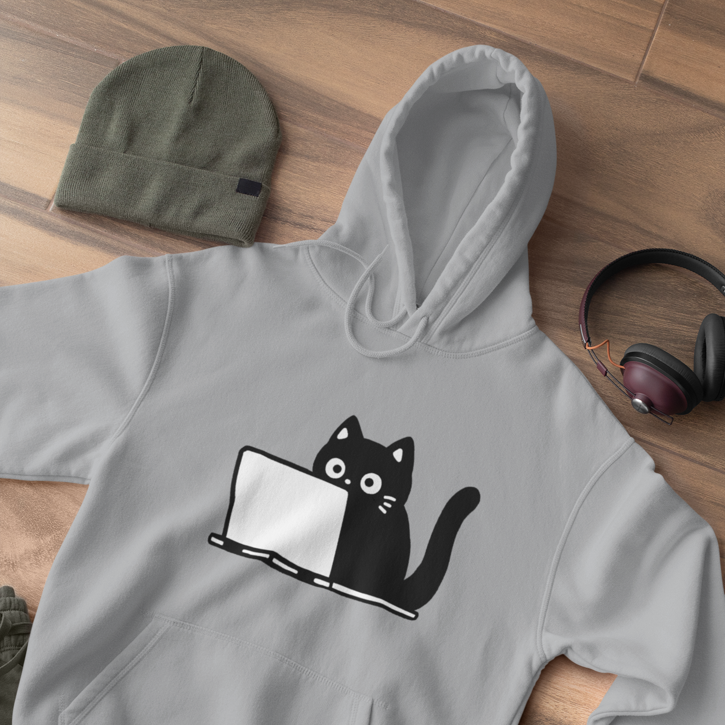 Blue Cat Unisex Hoodie Heren Dames Zwart Lange Mouw Sweatshirt Met Capuchon Men's Woman's Black Blue Cat Unisex Hoodie Heren Dames Zwart Lange Mouw Sweatshirt Met Capuchon Men's Woman's Black