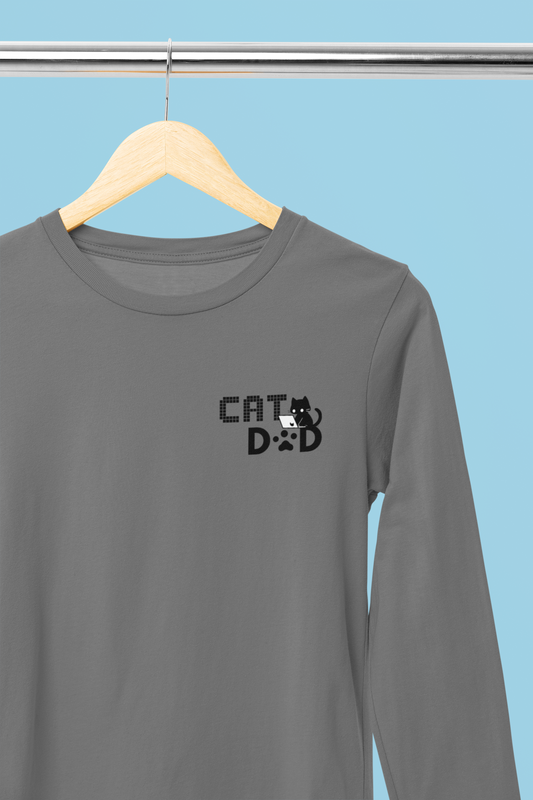 Coding Cat Dad Pocket Style Long Sleeve Tee