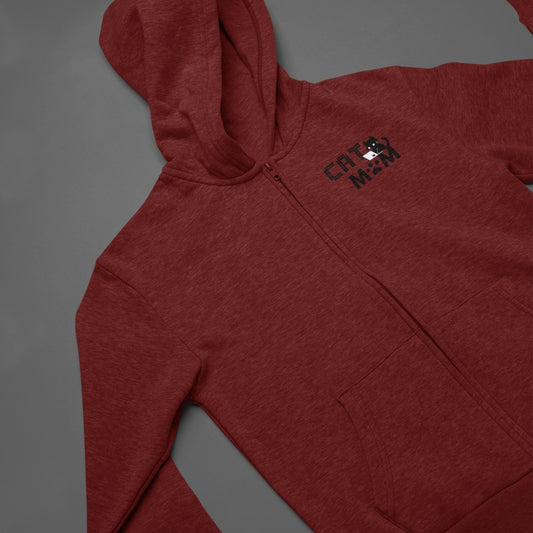 Coding Cat Mom Pocket Style Zip Hoodie