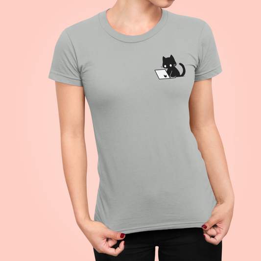 Nerdy Black Cat Women's Slim Fit Tee