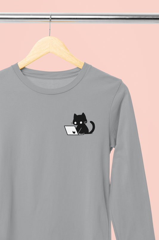 Nerdy Black Cat Longsleeve Tee
